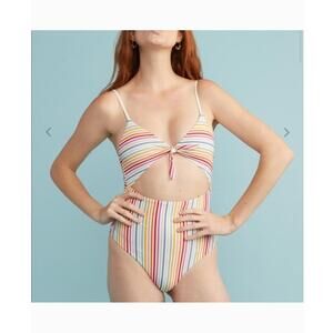 Marine Layer Women's Tie Front One Piece Swim Suit SZ XL